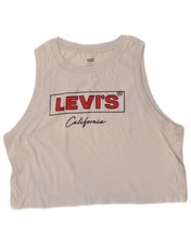 LEVI'S Womens California Crop Graphic Vest Top UK 10 Small Blue Cotton AY03