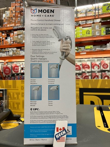 MOEN Canada Home Care Pause Control 4-Setting Hand Held Shower, White or Chrome - Picture 4 of 18