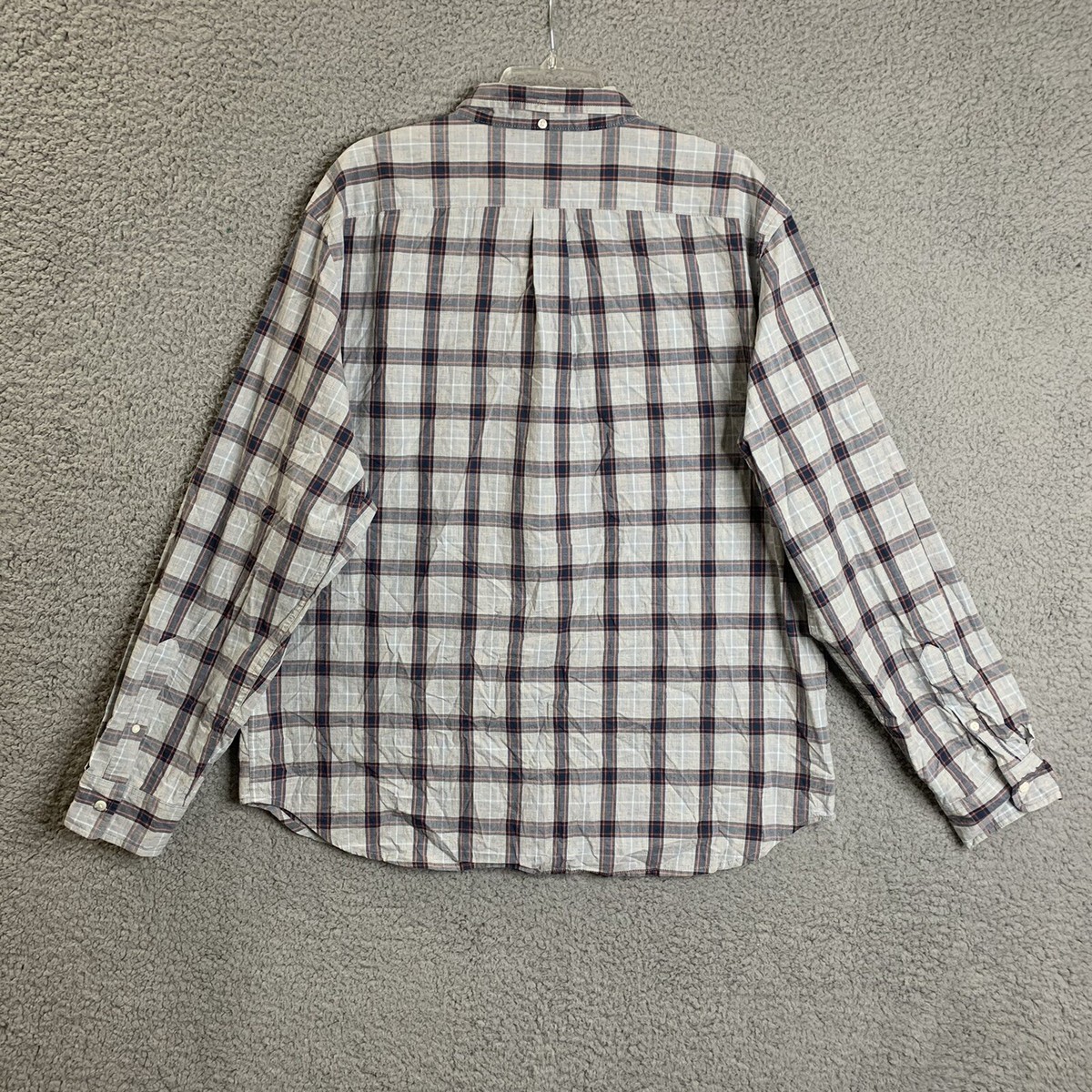 OLD NAVY Button Down Shirt Mens 2XL Gray Blue Plaid Long Sleeve