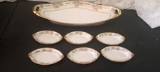Nippon 'M' Morimura Bros Gold Trim Floral Oval Platter And 6 Mini Platters