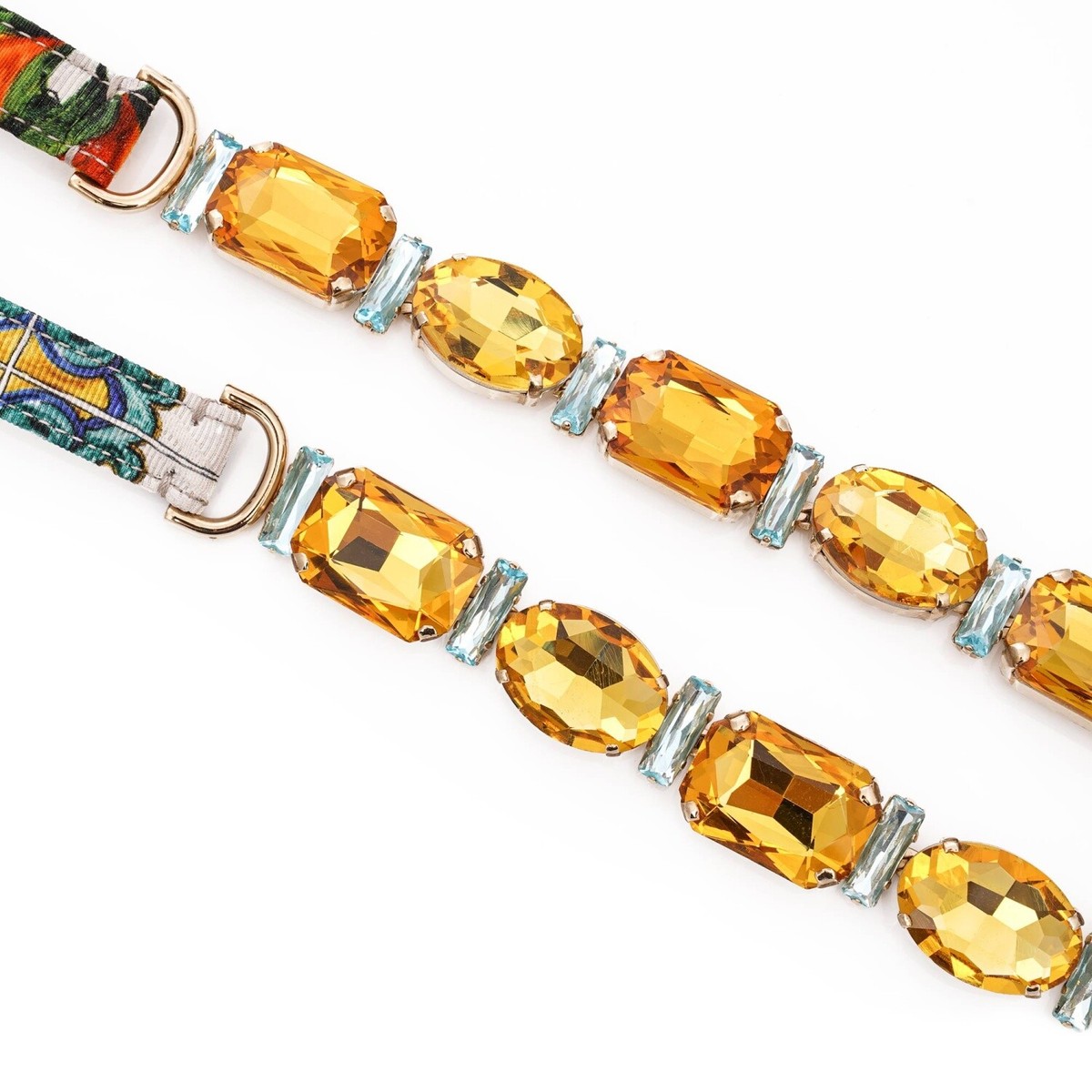 DOLCE & GABBANA Majolica Orange Crystal Chain Belt for Dress