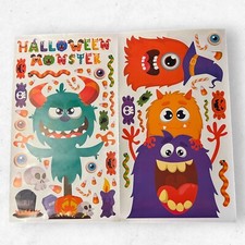Set of 4 Big Halloween Stickers Sheets 15.5inx27.5in Each Monsters Pumpkins Fun