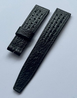 Vintage Corfam starp for Omega Corfam, lug width 20 mm, black, nos