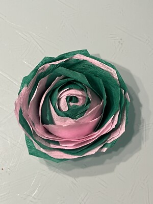 6 Crepe Paper Flowers Wicked Themed Pink & Green Party Decor Streamer 2  Inch