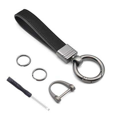 1* Leather Zinc Alloy Car Keychain With 3 Rings for Car Motorcycle/Family Keys