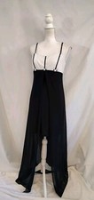 90s Y2K Vintage Dress Slip Style Black White Party Prom Empire Overlay Waist S/M