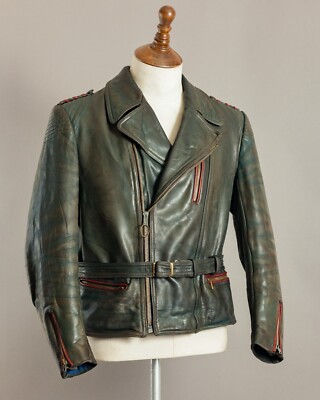 Vintage 1950s German Leather Motorcycle Jacket - Aero Leder