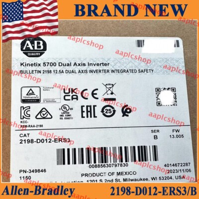 New Sealed NEW PLC 2198-D012-ERS3/B Kinetix 5700 Dual Axis Inverter Module