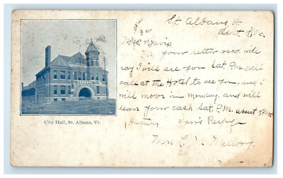 #ad #ad 1906 City Hall St. Albans Vermont VT PMC Swanton VT Posted Postcard $19.47