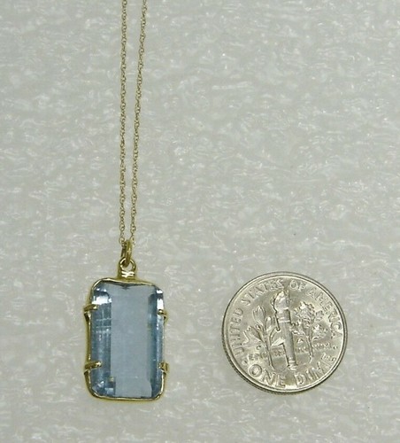 14K YELLOW GOLD BLUE TOPAZ PENDANT 