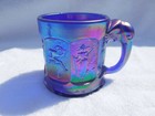 Heisey by Imperial Glass Aurora Jewels Blue Carnival Iridescent Story Book Mug — photo 2