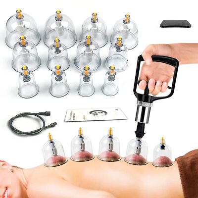 Cupping Therapy Set 12 Massage Cups for Back Pain Relief Physical