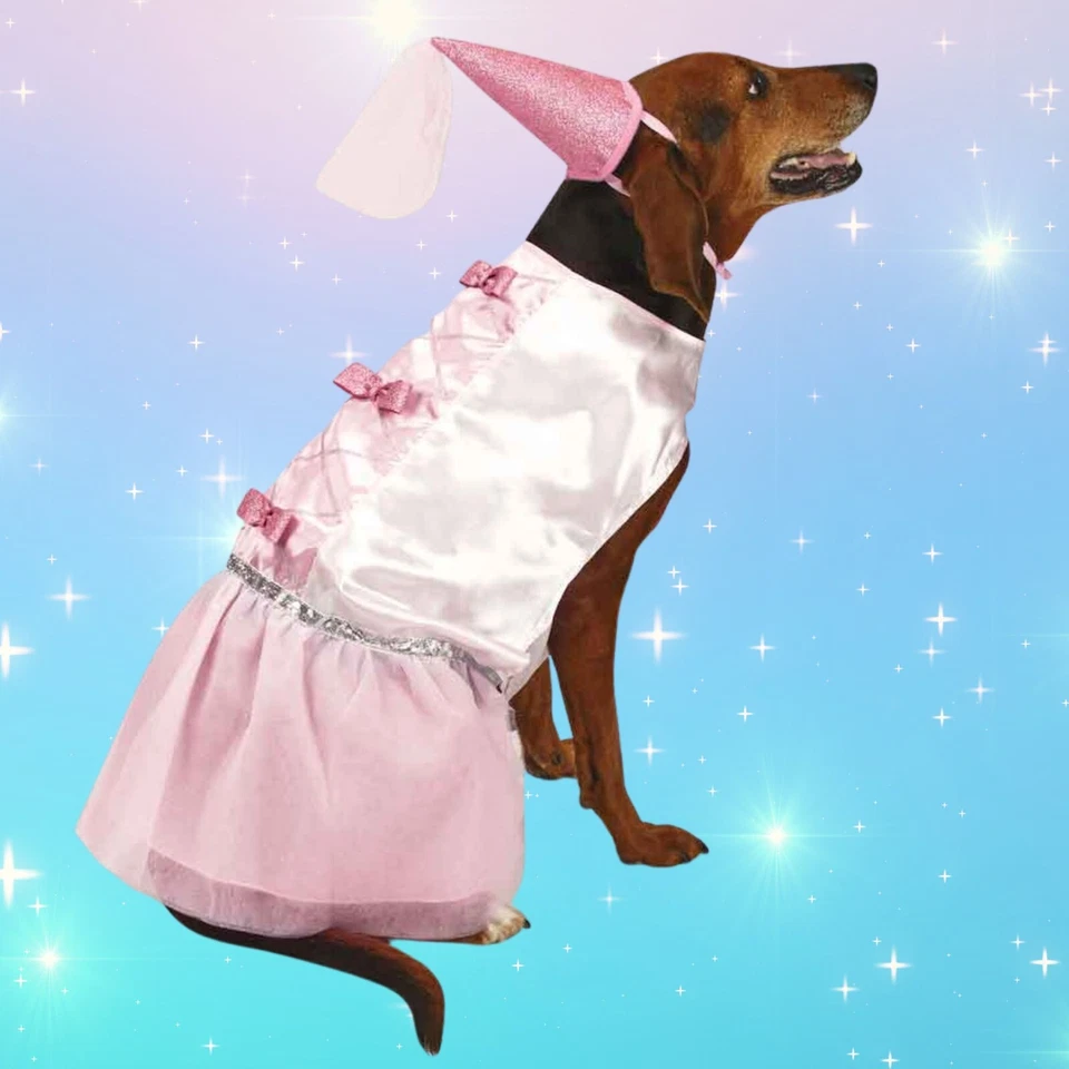  Dog Halloween Costume Princess Pretty Pink Royal Pet Puppy Doggie Royalty Bows - Image 2 of 4