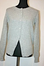 Renee C Angora Blend Long Sleeve Gray Cardigan Sweater Sz S Pearl Shape Buttons
