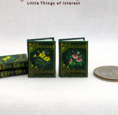 FAMILIAR WILD FLOWERS BOOK 2 Pc 1:12 Scale Miniature Readable Illustrated Book