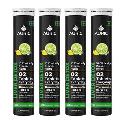 80 Tablets Auric Liver Detox Effervescent 🍋 10 Ayurvedic Herbs