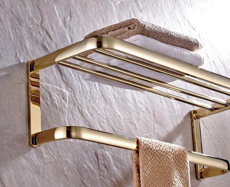 Gold Color Brass Bathroom Towel Rail Holder Rack Bar Shelf Wall Mounted  mba841 | eBay