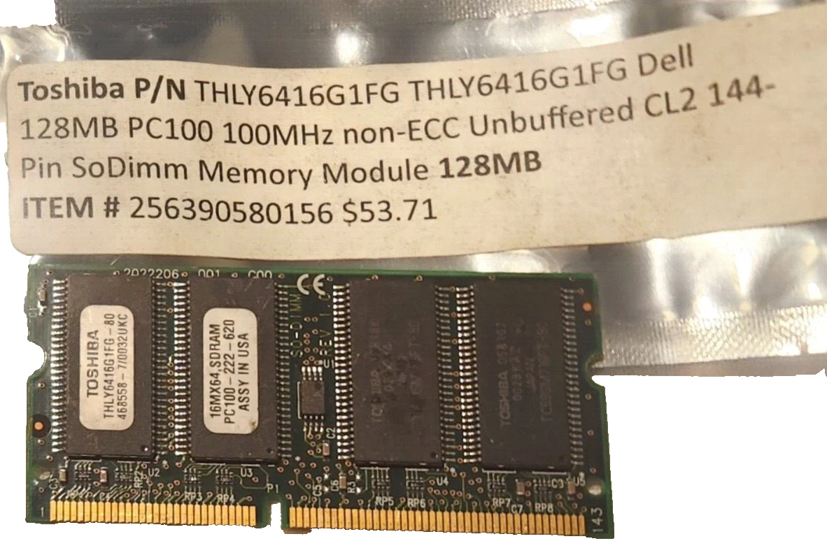 Toshiba SO-DIMM Computer Memory (RAM) 128 MB Capacity per Module