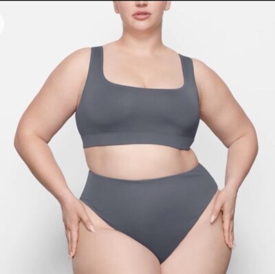 Skims tank bikini top and tie waist dipped  bottom gunmetal grey 4x 2 piece
