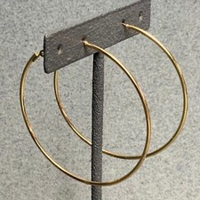 Skinny Hoop Latch Earrings As Is Large Gold Retro Vintage Boho Classic Glam 80s