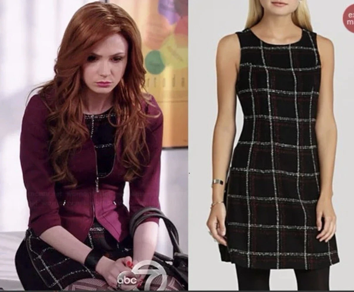 VALENTINO Abito tubino donna BCBG Generation a quadri taglia 2 nero tweed senza maniche