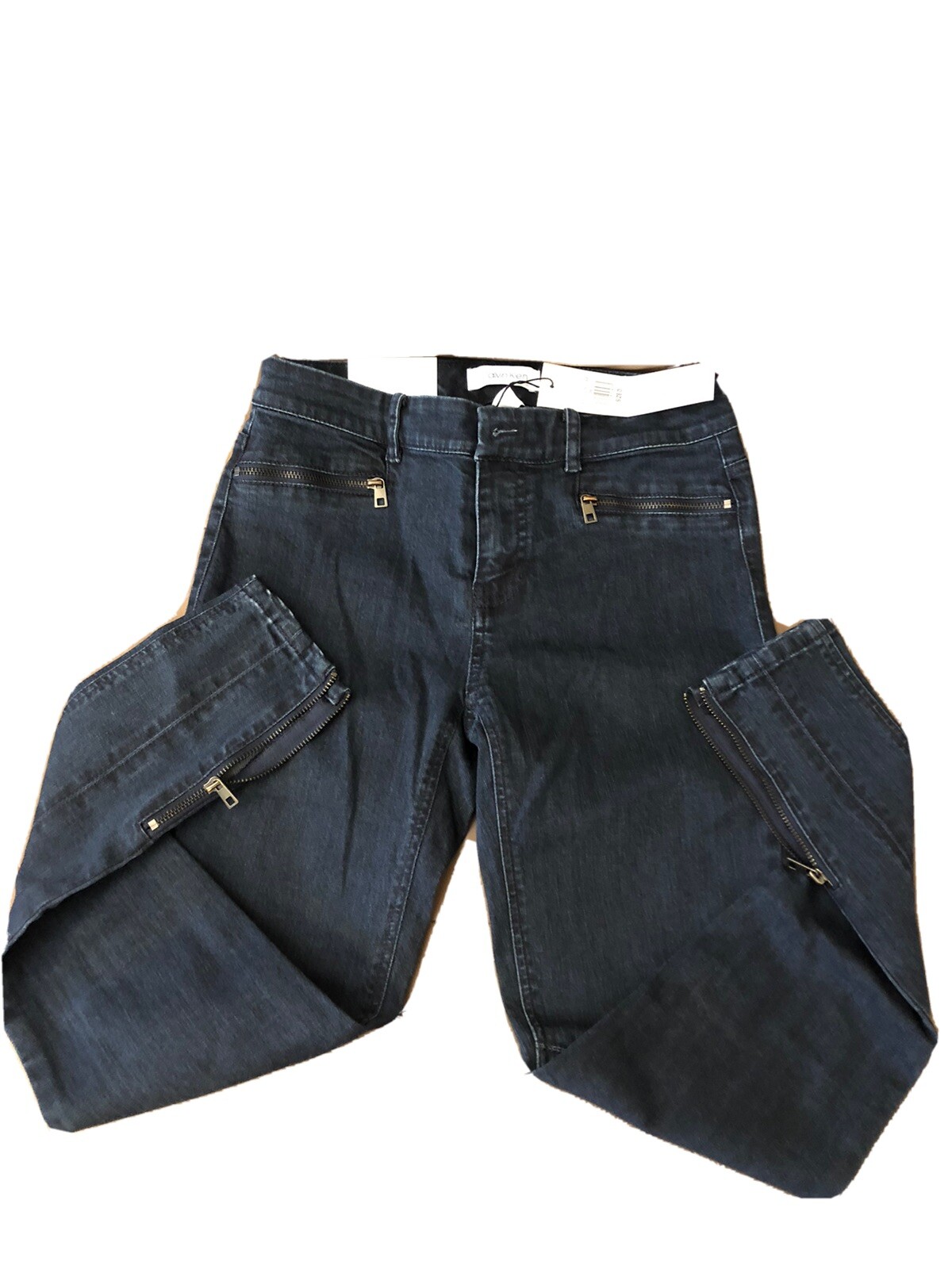 Womens Size 0 Dark Blue Denim Zip Pockets