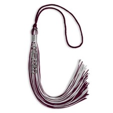 Endea Graduation Maroon/Silver Mixed Color Tassel With Stacked Silver Date Drop