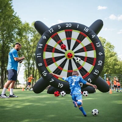 10FT Tall Outdoor Inflatable Soccer Golf Darts Board with 8 Soccer Balls Blower