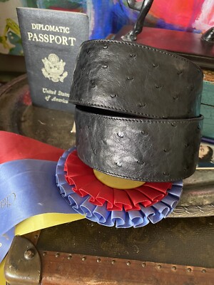 RARE Vintage Auth GUCCI Ostrich Exotic Skin BELT Couture Accessory Handsome GG RARE Vintage Auth GUCCI Ostrich Exotic Skin BELT Couture  main image 2