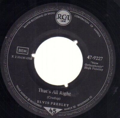Elvis Presley Thats All Right ARTIST SLEEVE, S5 LABEL Vinyl Single 7inch
