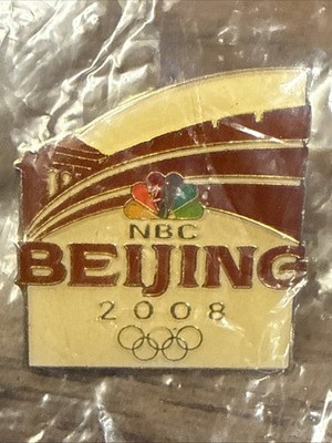 2008 Beijing Dated Olympic NBC TV Media Traditional Logo Pin Badge NEW Sealed