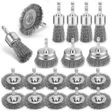 19Pcs Professional Wire Wheel Brush, Carbon Steel Wire Cup Brush for Drill, Dril