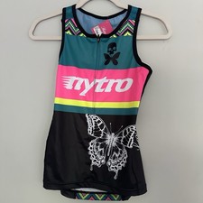 Betty Designs Womens Medium Tri Triathlon Cycling Top Jersey Butterfly Neon