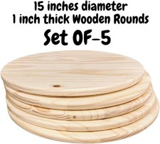 5-Pack of 15" Unfinished Pine Wood Rounds for Crafts DIY Projects
