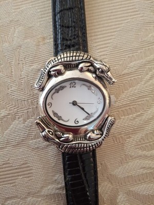 Kieselstein Cord Sterling Silver Women WATCH, Black Alligator Band, Beautiful!