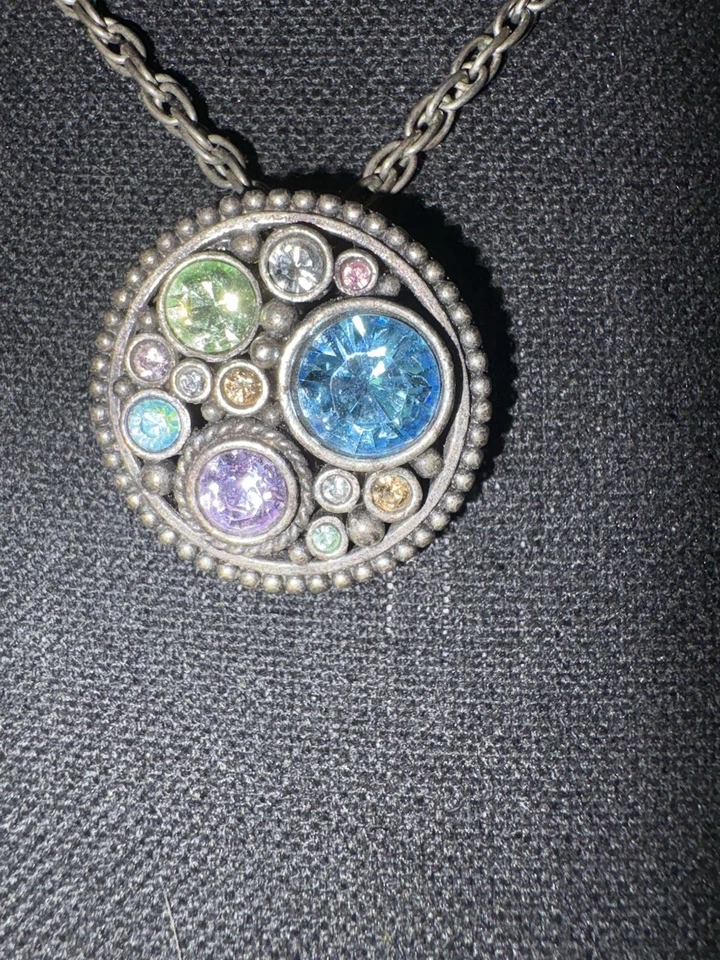 Collar colgante de cristal multicolor Patricia Locke joyería artística vintage Foto 4 de 4