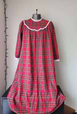 VINTAGE LL BEAN Women Plaid Flannel Nightgown Sleep Gown Granny USA
