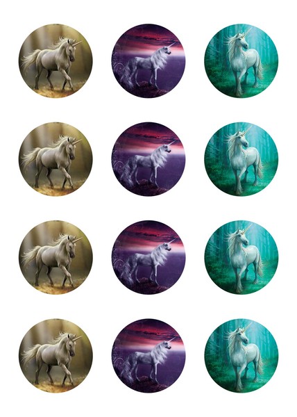 Muffinaufleger Cupcakes Muffins Amerikaner Kindergeburtstag Fantasy Einhorn FT06-image
