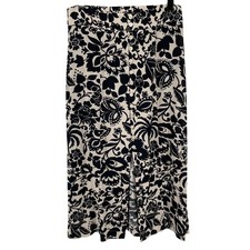 Midi Skirt Womens Medium Cream Black Floral Cottage Romantic Fem Boho Dark Fairy