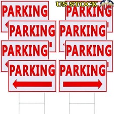 8 Pack Double Sided Parking Signs W/ Metal H Stakes Waterproof Outdoor Use