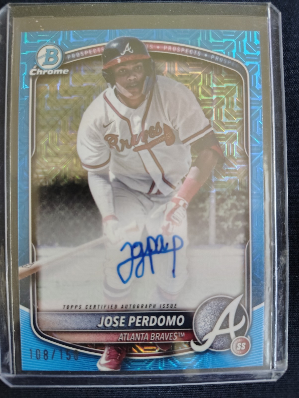 Jose Perdomo 2025 Bowman Prospect Auto #BMA-JP Mega Box Blue Mojo Refractor /150