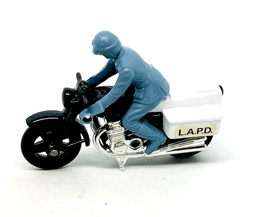 Matchbox Lesney Superfast 33 Police Motorcycle black, chrome engine "LAPD" mint!