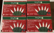 Lot of 4 Christmas Holiday 70ct Mini String Lights Clear White Merry Brite Set