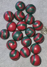  Handmade Clay Art  Marble Christmas Colors Corkscrew Marbles  13/16" - 7/8 " 
