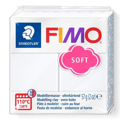 SG Education FIMO 8020 0 Fimo Soft Modelling Clay, 57 g, White 57 g (Pack of 1)
