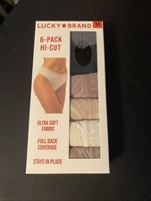 NEW LUCKY BRAND 1790598 MULTI-COLOR 6 PK HI-CUT PANTIES SZ M 195C