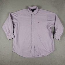 Ralph Lauren Shirt Mens Size 17.5 Purple Pony Dress Button Up Long Sleeve 
