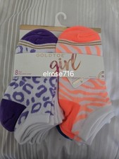GOLDTOE GIRL'S 8 PACK FLAT KNIT LINER SOCKS SIZE MED FITS SHOE SIZE 9-3 1/2 NEW