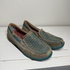 Twisted X Moccasin Shoes Womens Size 7 Brown Turquoise Slip On Casual WMK0006