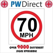 SIGN 70 Mph Miles Per Hour Speed Limit Road Traffic Caution Motorway TR033P